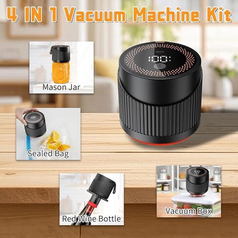 4 IN 1 Mason Jar Vacuum Sealer Kit,Electric Mason Jar Vacuum Sealer,Wide Mouth and Regular Lid, Lid Opener,Wine Stopper Included,for Canning Sealing Preserving Jars,Pickling,Jams Food Storage in Saudi Arabia