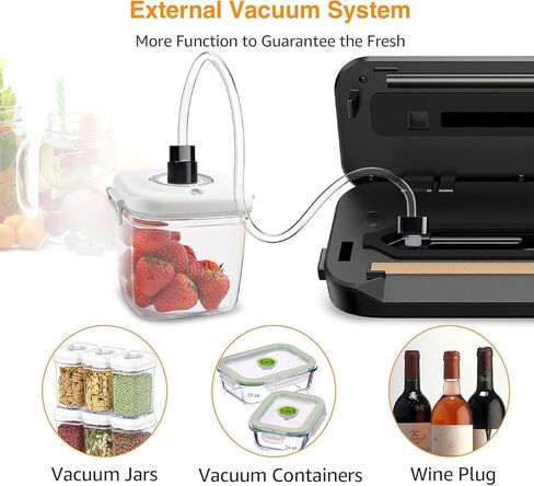MegaWise Vacuum Sealer Machine | 80kPa Suction Power| Bags and Cutter Included | Compact One-Touch Automatic Food Sealer with External Vacuum System | Dry Moist Fresh Modes for All Saving needs in Saudi Arabia