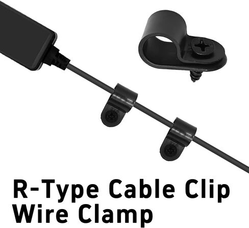 100Pcs R-Type Cable Clips 3/8" Black Nylon Plastic Wire Clamps with Mounting Screws, Cord Fastener Cable Management Organizer for Home Office Electrical Installation in Saudi Arabia