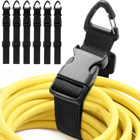 6 Pack Heavy Duty Adjustable Extension Cord Organizer with Tri-Axis Buckle Lock – Black Polypropylene Cable Holder for Workshop, Garage, Tool Belt, and Safety Cable Storage in Saudi Arabia