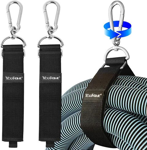 2-Pack Heavy Duty Storage Strap with 360° Rotating Carabiner & Velcro – High Load Capacity, Wall, Ceiling, Netting Mount, PP Webbing for Hose, Cord, Ladder, Garage, Garden, Tennis Court, RV in Saudi Arabia