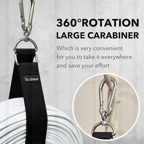 2-Pack Heavy Duty Storage Strap with 360° Rotating Carabiner & Velcro – High Load Capacity, Wall, Ceiling, Netting Mount, PP Webbing for Hose, Cord, Ladder, Garage, Garden, Tennis Court, RV in Saudi Arabia