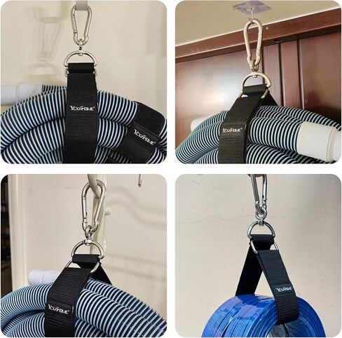 2-Pack Heavy Duty Storage Strap with 360° Rotating Carabiner & Velcro – High Load Capacity, Wall, Ceiling, Netting Mount, PP Webbing for Hose, Cord, Ladder, Garage, Garden, Tennis Court, RV in Saudi Arabia