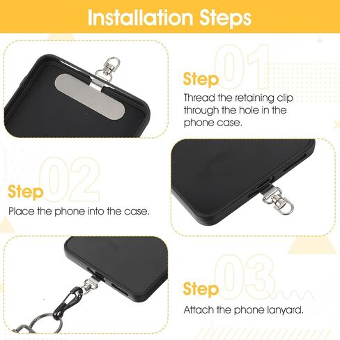 6 Pack Tether Tabs for Phone, 360° Rotatable Phone Lanyard Tab, Phones Charm Attachment Tether Tab Universal Ultra-Thin Phones Chain Holder Clip for Lanyrd, Crossbody Straps, Wristbands in Saudi Arabia