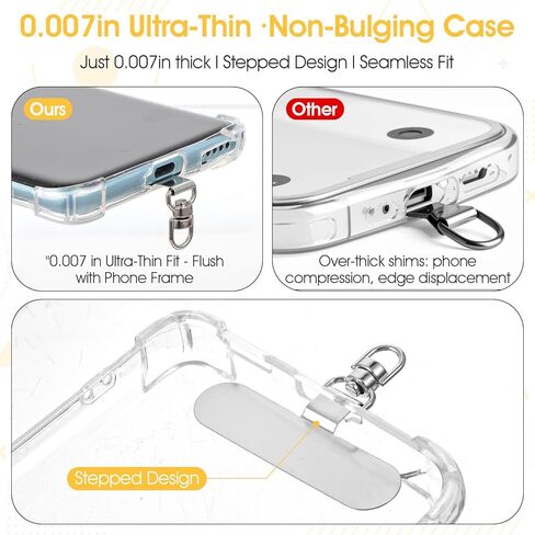 6 Pack Tether Tabs for Phone, 360° Rotatable Phone Lanyard Tab, Phones Charm Attachment Tether Tab Universal Ultra-Thin Phones Chain Holder Clip for Lanyrd, Crossbody Straps, Wristbands in Saudi Arabia