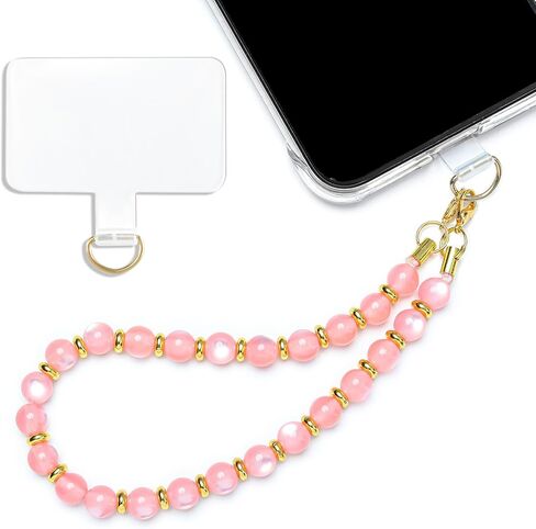 Handmade Natural Gemstone Stone Beaded Phone Wrist Strap, Cat Eyes Phone Charm Chain String Lanyard Keychain, Detachable Cellphone Bracelet Strap with Tether Tab (Dark Red) in Kuwait