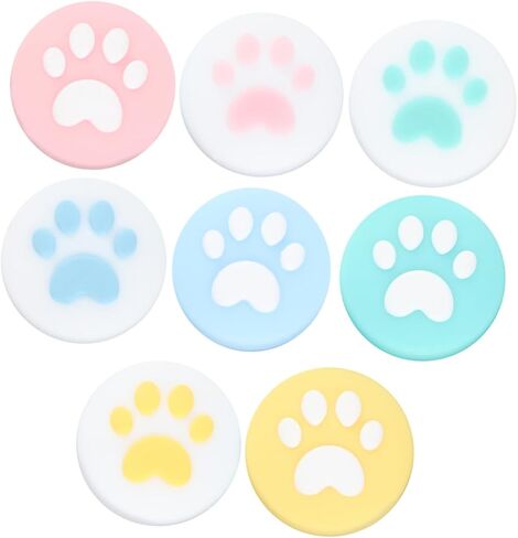 Veemoon 8pcs Cat Paw Joystick Caps Silicone Thumb Grips for Easy to Install Slip Design Protects Controller from Dirt and Damage Cute Blue Pink Yellow Green Colors in Saudi Arabia