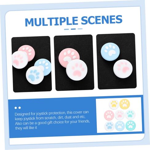 Veemoon 8pcs Cat Paw Joystick Caps Silicone Thumb Grips for Easy to Install Slip Design Protects Controller from Dirt and Damage Cute Blue Pink Yellow Green Colors in Saudi Arabia