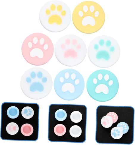 Veemoon 8pcs Cat Paw Joystick Caps Silicone Thumb Grips for Easy to Install Slip Design Protects Controller from Dirt and Damage Cute Blue Pink Yellow Green Colors in Saudi Arabia