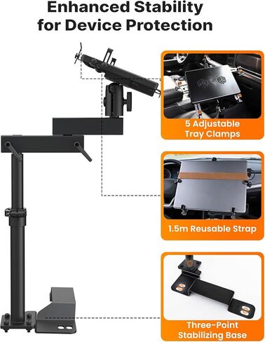 MELIPRON Truck Laptop Mount مناسب لـ Ford F-150 2004-2014، Lincoln Mark LT 2005-2011، حامل كمبيوتر محمول خاص بالمركبة بدون حفر مع مروحة تبريد ارتفاع قابل للتعديل للعمل أثناء التنقل in Saudi Arabia