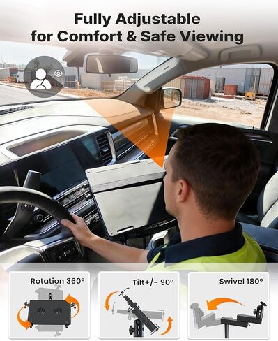 MELIPRON Truck Laptop Mount مناسب لـ Ford F-150 2004-2014، Lincoln Mark LT 2005-2011، حامل كمبيوتر محمول خاص بالمركبة بدون حفر مع مروحة تبريد ارتفاع قابل للتعديل للعمل أثناء التنقل in Saudi Arabia