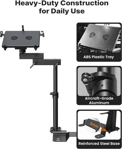 MELIPRON Truck Laptop Mount مناسب لـ Ford F-150 2004-2014، Lincoln Mark LT 2005-2011، حامل كمبيوتر محمول خاص بالمركبة بدون حفر مع مروحة تبريد ارتفاع قابل للتعديل للعمل أثناء التنقل in Saudi Arabia