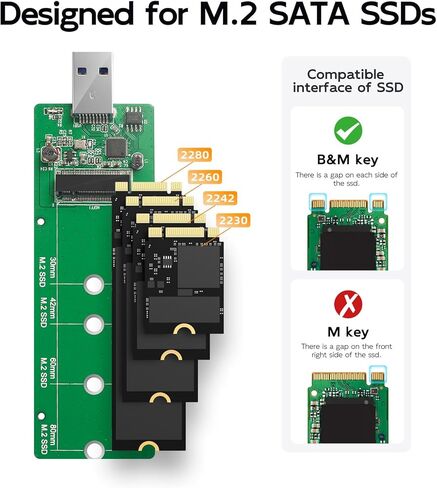MAIWO M.2 SATA Enclosure for 2230 2242 2260 2280 B+M Key, Aluminum M2 Serial ATA SSD Reader USB 3.0 Type-A 5Gbps, Plug and Play, Cable-Free Connection in Saudi Arabia