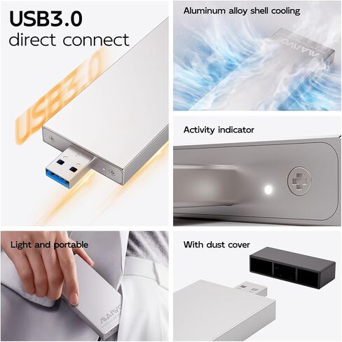 MAIWO M.2 SATA Enclosure for 2230 2242 2260 2280 B+M Key, Aluminum M2 Serial ATA SSD Reader USB 3.0 Type-A 5Gbps, Plug and Play, Cable-Free Connection in Saudi Arabia