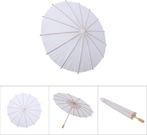 Yctze White Paper Umbrella, Mini Decorative Umbrella with Ribs and Wooden Handle, Ideal for Wedding Party Decoration Bridal Photography DIY Painting in Saudi Arabia