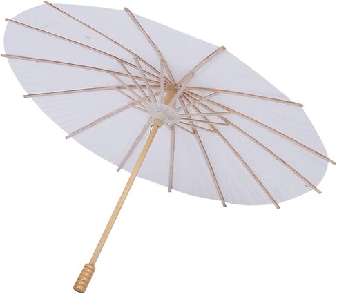 Yctze White Paper Umbrella, Mini Decorative Umbrella with Ribs and Wooden Handle, Ideal for Wedding Party Decoration Bridal Photography DIY Painting in Saudi Arabia