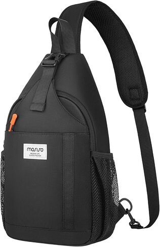 حقيبة ظهر MOSISO Crossbody للرجال والنساء، حقيبة ظهر للسفر والمشي لمسافات طويلة، حقيبة كتف صغيرة عبر الجسم مع 3 جيوب أمامية للتنقل غير الرسمي في الهواء الطلق، أسود in Saudi Arabia