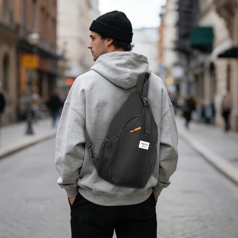 حقيبة ظهر MOSISO Crossbody للرجال والنساء، حقيبة ظهر للسفر والمشي لمسافات طويلة، حقيبة كتف صغيرة عبر الجسم مع 3 جيوب أمامية للتنقل غير الرسمي في الهواء الطلق، أسود in Saudi Arabia