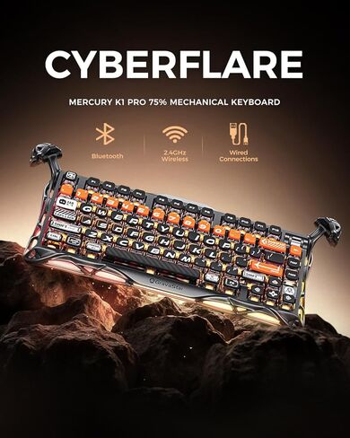 لوحة مفاتيح GravaStar Mercury K1 Pro CyberFlare & M2 Mouse Stealth Black in Kuwait