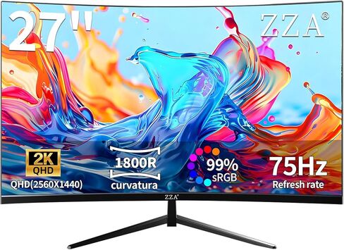 شاشة كمبيوتر ZZA 32 بوصة 4K 1500R، شاشة فائقة الوضوح UHD (3840 × 2160) 60 هرتز، 100% sRGB، شاشة العناية بالعين مع HDMI، منفذ عرض للمنزل والمكتب، VESA(100x100 مم) in Kuwait
