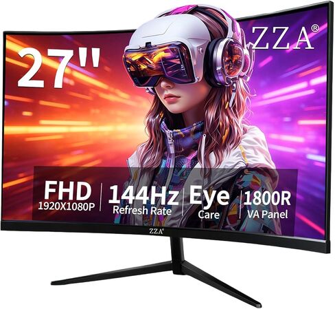 ZZA 32 Inch 4K 1500R Computer Monitor, UHD (3840 x 2160) 60Hz Ultra-Clear Screen, 100% sRGB,Eye Care Screen with HDMI, DisplayPort for Home and Office, VESA(100x100mm) in Saudi Arabia