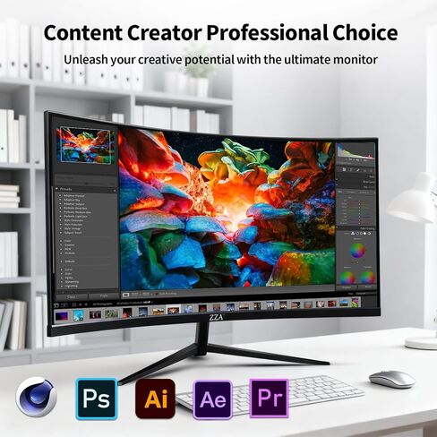 ZZA 32 Inch 4K 1500R Computer Monitor, UHD (3840 x 2160) 60Hz Ultra-Clear Screen, 100% sRGB,Eye Care Screen with HDMI, DisplayPort for Home and Office, VESA(100x100mm) in Saudi Arabia
