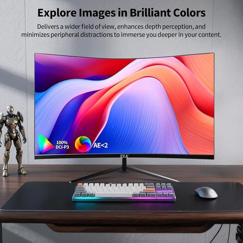 ZZA 32 Inch 4K 1500R Computer Monitor, UHD (3840 x 2160) 60Hz Ultra-Clear Screen, 100% sRGB,Eye Care Screen with HDMI, DisplayPort for Home and Office, VESA(100x100mm) in Saudi Arabia
