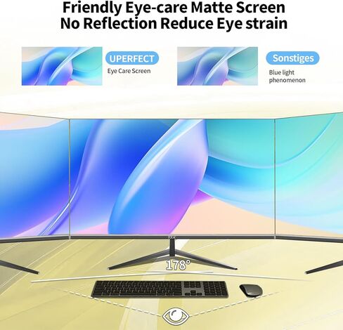 ZZA 32 Inch 4K 1500R Computer Monitor, UHD (3840 x 2160) 60Hz Ultra-Clear Screen, 100% sRGB,Eye Care Screen with HDMI, DisplayPort for Home and Office, VESA(100x100mm) in Saudi Arabia