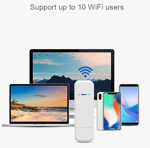 مودم Qinlorgo 4G LTE USB WiFi، نقطة اتصال WiFi محمولة مع فتحة بطاقة SIM لأجهزة الكمبيوتر المحمولة، يدعم 10 مستخدمين يشاركون شبكة 4G 3G بسرعة 150 ميجابت في الثانية (إصدار جنوب شرق آسيا) in Kuwait