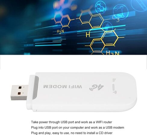 مودم USB Qinlorgo 4G LTE، راوتر واي فاي محمول مع فتحة بطاقة SIM صغيرة، يدعم 10 أجهزة، مثالي للسفر والأعمال الخارجية in Kuwait