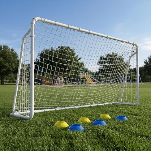 8x6, 12x6, 16x7 FT Soccer Goal for Backyard, Metal Soccer Goals with PE Soccer Net, Target Net & Training Cones, Rust-Proof Reinforced Frame, Outdoor Soccer Net for Kids, Youth Training or Team Game in Saudi Arabia