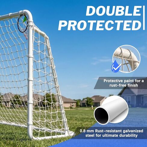 8x6, 12x6, 16x7 FT Soccer Goal for Backyard, Metal Soccer Goals with PE Soccer Net, Target Net & Training Cones, Rust-Proof Reinforced Frame, Outdoor Soccer Net for Kids, Youth Training or Team Game in Saudi Arabia