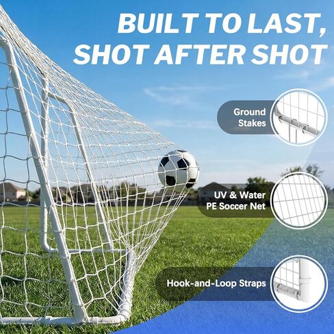 8x6, 12x6, 16x7 FT Soccer Goal for Backyard, Metal Soccer Goals with PE Soccer Net, Target Net & Training Cones, Rust-Proof Reinforced Frame, Outdoor Soccer Net for Kids, Youth Training or Team Game in Saudi Arabia