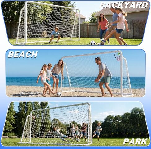 8x6, 12x6, 16x7 FT Soccer Goal for Backyard, Metal Soccer Goals with PE Soccer Net, Target Net & Training Cones, Rust-Proof Reinforced Frame, Outdoor Soccer Net for Kids, Youth Training or Team Game in Saudi Arabia