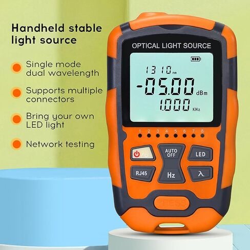 Fiber Optical Light Source - Singlemode Dual Wavelength 1310nm/1550nm, 2.5mm Universal Interface with SC/FC Adapter, Fiber Tester with RJ45 Network Testing in Saudi Arabia