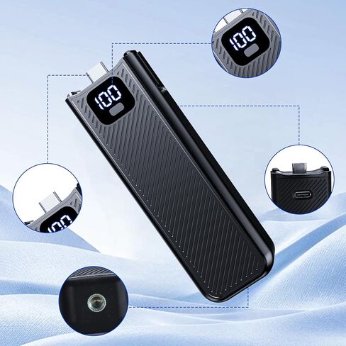 ترقية مقبض البطارية مع شاشة LED رقمية متوافقة مع DJI Osmo Pocket 4 وPocket 3 & Xtra Muse، قبضة بطارية شحن سريع 5000 مللي أمبير 22.5 وات مع خيط محجوز 1/4 بوصة in Saudi Arabia
