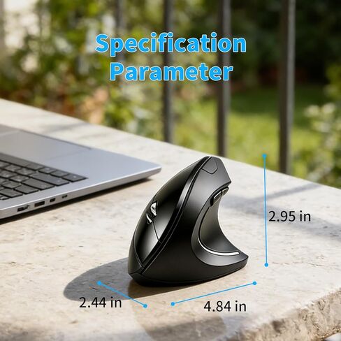 Ergonomic Wireless Mouse, Bluetooth+USB A(2 in 1) Connection, 5 Levels Up to 4800 DPI, 6 Silent Buttons, 2.4GHz Carpal Tunnel Vertical Mice, for Laptop, Desktop,MacBook-Black(Battery Not Included) in Saudi Arabia