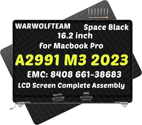 16inch Replacement for MacBook Pro Mac15,7 Retina A2991 M3 Pro/Max 2023 EMC 8408 661-38683 LCD 3456 x 2234 Screen Replacement Complete Assembly(Space Black) in Saudi Arabia