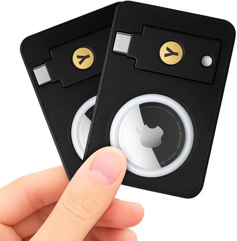 YubiKey 5C NFC Card Holder with AirTag Slot Anti-Loss Tracking Wallet Insert for Everyday Carry (2-Pack, Black) in Kuwait