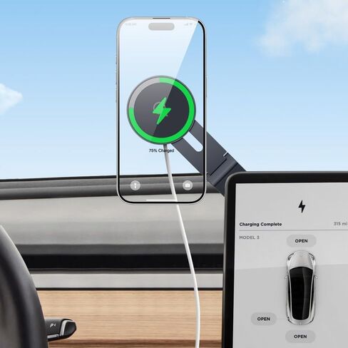 شاحن حامل هاتف Tesla: حامل هاتف سيارة لاسلكي بقدرة 15 وات لملحقات Tesla Model 3/Y 【 أقوى مغناطيس N52 + تصميم قابل للتعديل بزاوية 360 درجة + قابل للطي 】 حامل سيارة لهاتف Magsafe iPhone وAndroid in Kuwait