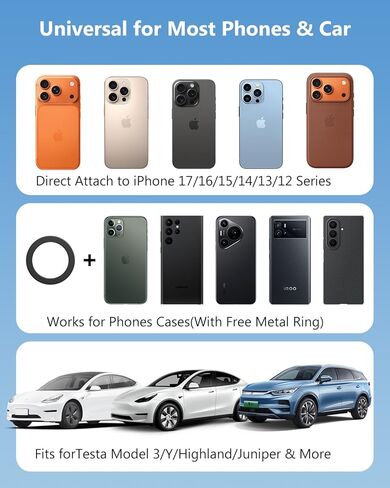شاحن حامل هاتف Tesla: حامل هاتف سيارة لاسلكي بقدرة 15 وات لملحقات Tesla Model 3/Y 【 أقوى مغناطيس N52 + تصميم قابل للتعديل بزاوية 360 درجة + قابل للطي 】 حامل سيارة لهاتف Magsafe iPhone وAndroid in Kuwait