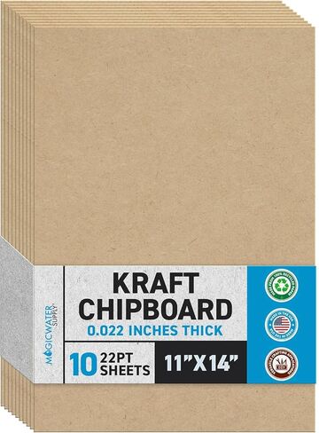 100 Chipboard Sheets 11 x 14 inch - 22pt (Point) Light Weight Brown Kraft Cardboard for Scrapbooking & Picture Frame Backing (.022 Caliper Thick) Paper Board | MagicWater Supply in Saudi Arabia