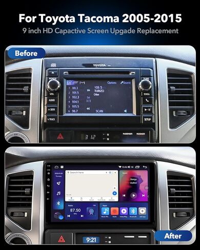 ترقية ستيريو راديو السيارة 8 Core 4+64GB لسيارة Toyota Tacoma 2005-2015، التوصيل والتشغيل 9 بوصة Android 13 وحدة الرأس مع Carplay اللاسلكي/Android Auto/1080P كاميرا احتياطية/راديو AM FM in Kuwait