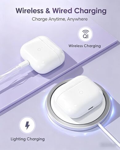 علبة شحن لاسلكية بديلة متوافقة مع AirPods الجيل الثالث، علبة شحن لاسلكية بقدرة 600 مللي أمبير في الساعة مع زر مزامنة، شحن سريع لمدة 20 دقيقة، مؤشر LED، منفذ L وشاحن لاسلكي، بدون سماعات أذن in Kuwait