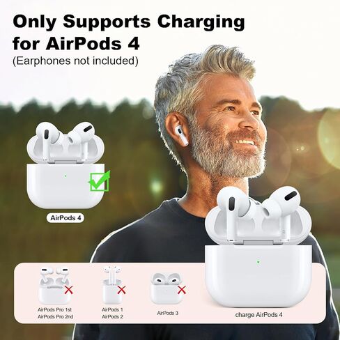 حافظة شحن لاسلكية متوافقة مع AirPods الجيل الرابع، حافظة بديلة لشاحن سماعات الأذن مع زر مزامنة بلوتوث، USB-C وشحن لاسلكي، شحن سريع، أبيض (بدون سماعات أذن) in Kuwait