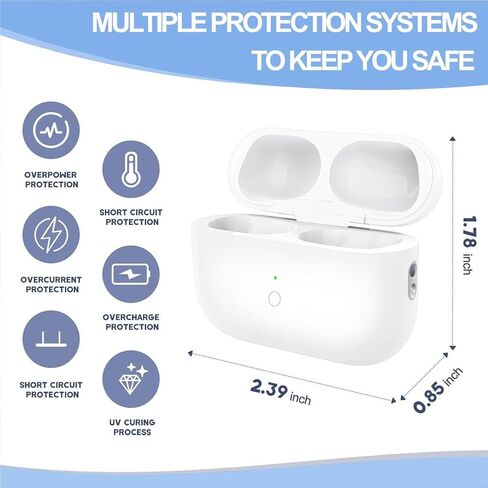 حافظة شحن USB-C لأجهزة AirPods Pro وPro2، متوافقة مع علبة شحن AirPod Pro وPro2، بطارية مدمجة بقدرة 450 مللي أمبير في الساعة مع زر مزامنة بلوتوث (سماعات الرأس غير متضمنة) (A6) in Kuwait