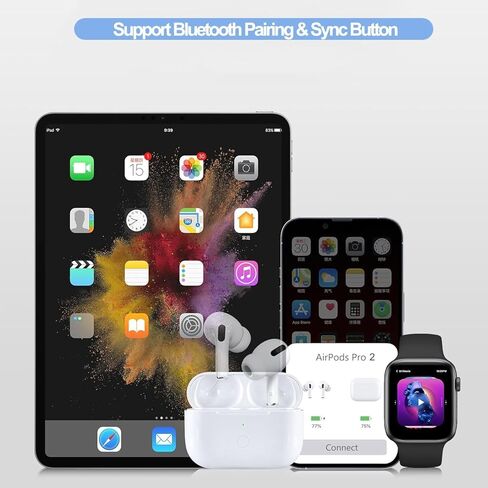 حافظة شحن USB-C لأجهزة AirPods Pro وPro2، متوافقة مع علبة شحن AirPod Pro وPro2، بطارية مدمجة بقدرة 450 مللي أمبير في الساعة مع زر مزامنة بلوتوث (سماعات الرأس غير متضمنة) (A6) in Kuwait