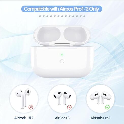 حافظة شحن USB-C لأجهزة AirPods Pro وPro2، متوافقة مع علبة شحن AirPod Pro وPro2، بطارية مدمجة بقدرة 450 مللي أمبير في الساعة مع زر مزامنة بلوتوث (سماعات الرأس غير متضمنة) (A6) in Kuwait