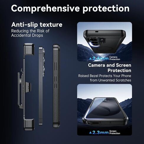 DUEDUE for Samsung Galaxy S26 Ultra Case with Belt Clip Holster, Heavy Duty Protection Galaxy S26 Ultra Case Magnetic[Compatible with Magsafe], Rugged Phone Cover with 360°Rotating Kickstand, Black in Saudi Arabia