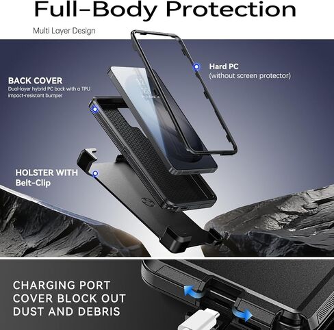 DUEDUE for Samsung Galaxy S26 Ultra Case with Belt Clip Holster, Heavy Duty Protection Galaxy S26 Ultra Case Magnetic[Compatible with Magsafe], Rugged Phone Cover with 360°Rotating Kickstand, Black in Saudi Arabia